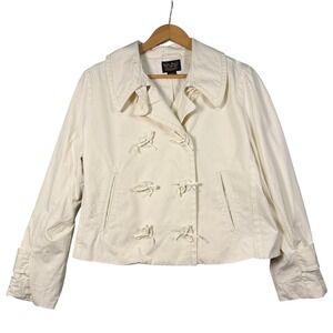Polo Jeans Ralph Lauren Women XS Cream Cropped Toggle Jacket Preppy Classic